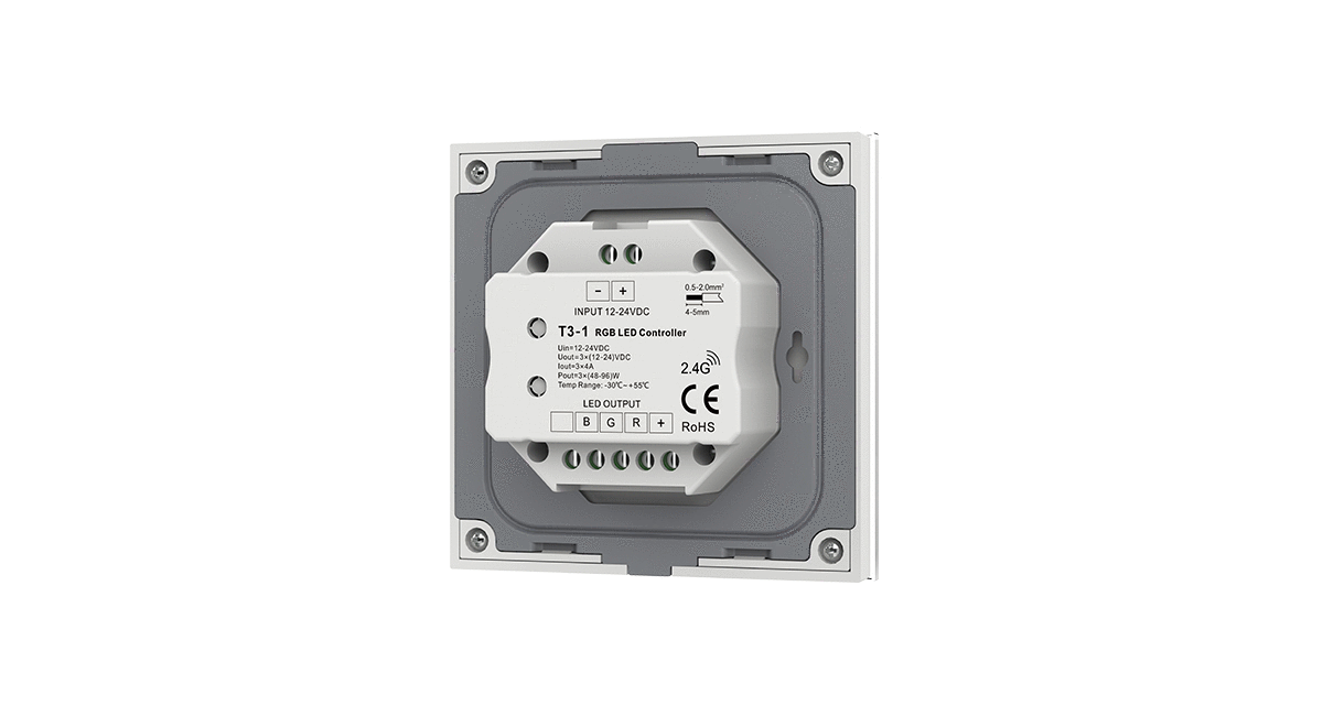 T3-1 RGB Touch Panel | 3-Zone 2.4G Wall Controller (12–24V)