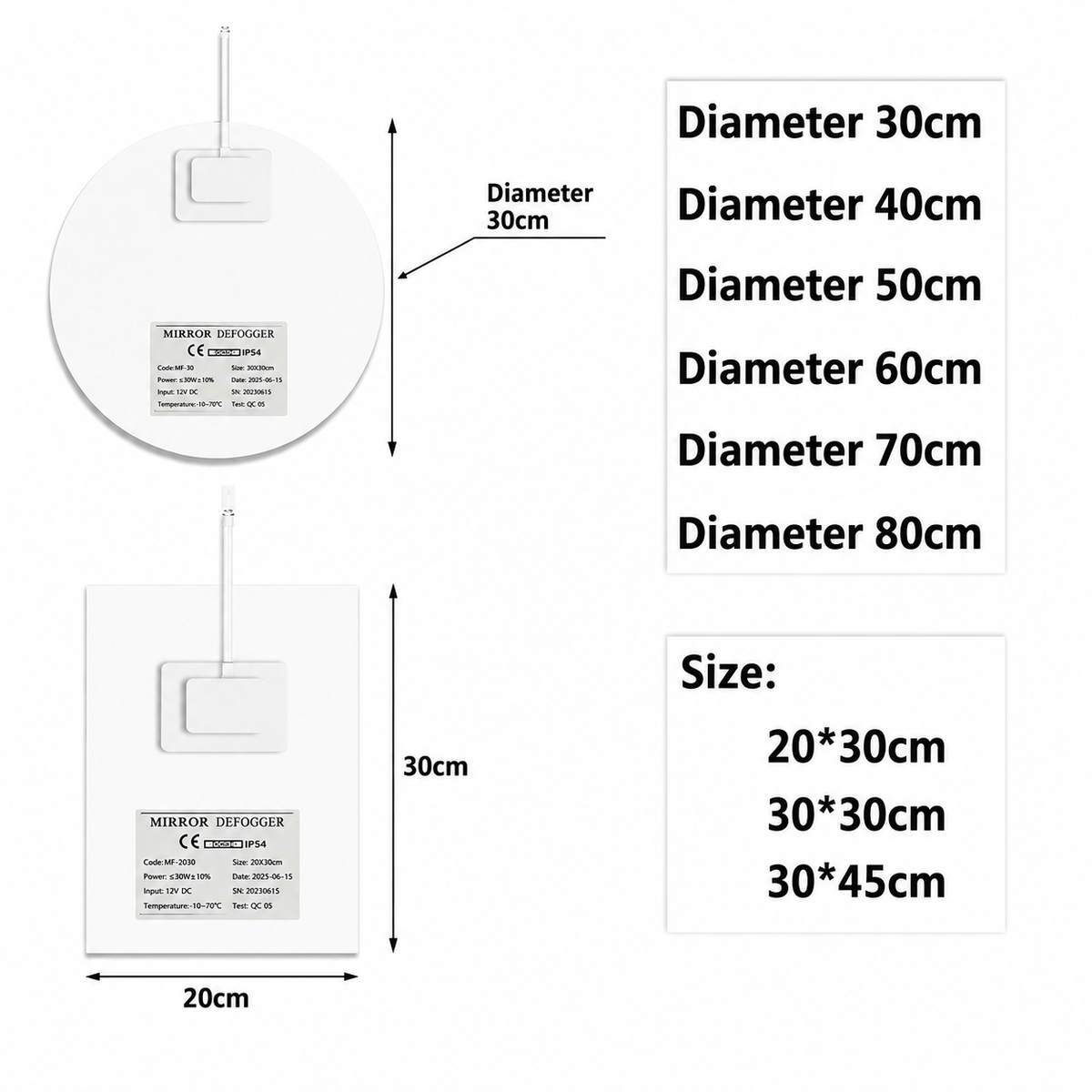 CLARIO Defogger Round 60cm | Mirror Demister Pad 71W 12V IP54