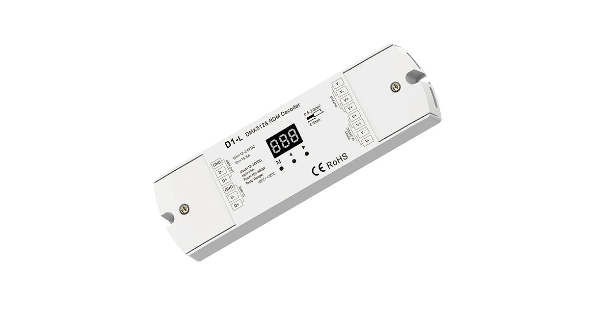 D1-L Single-Channel DMX512 Decoder | 15A 12–24V LED Controller