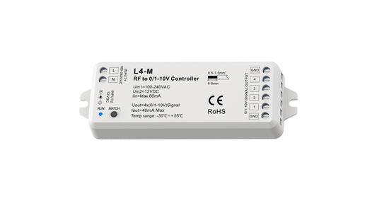 L4-M RF to 0–10V Dimmer | 4-Channel Wireless LED Control Module