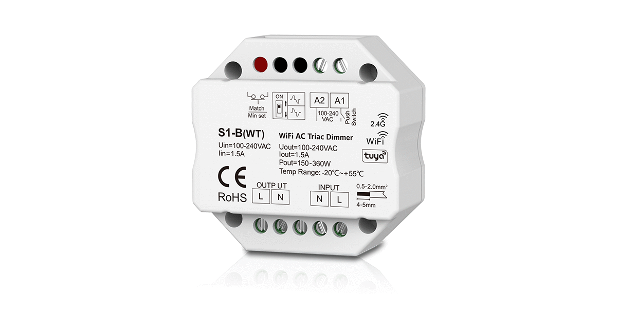 S1-B (WT) WiFi RF Phase Cut Dimmer 1CH 1.5A | LED Dimmer Lebanon