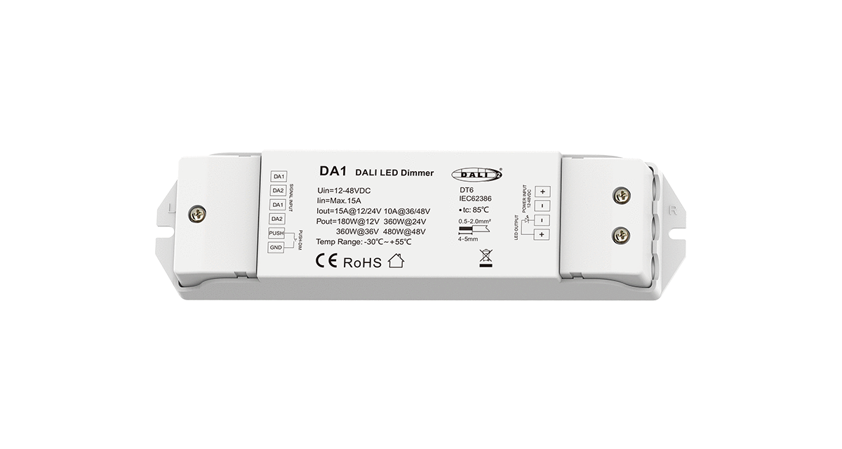 DA1 DALI Constant Voltage LED Dimmer | 1-Channel 12–36V PWM