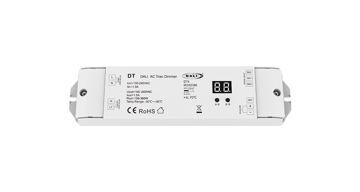 DT-1 DALI AC Triac Dimmer | 1-Channel 100-240V 150-360W