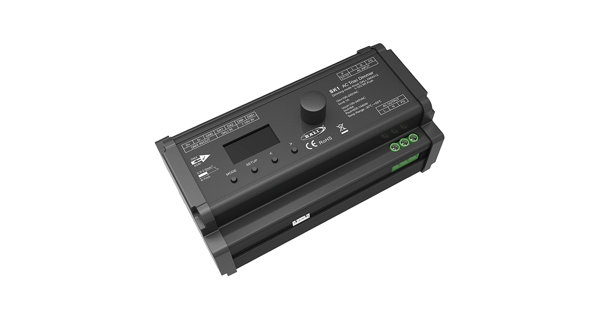 SK1 AC Triac Dimmer | 1CH 6A RF, DMX512 & 1–10V Knob Controller