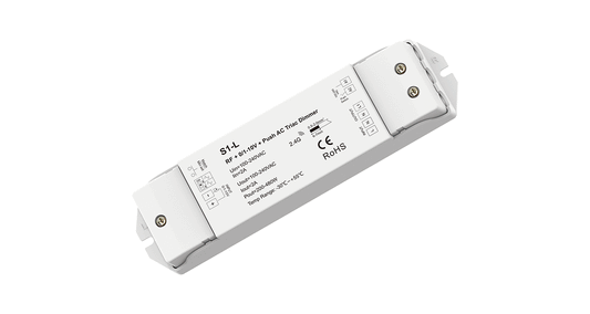 S1-L AC Phase-Cut Dimmer | 1CH 2A RF + 0/1–10V Push Control