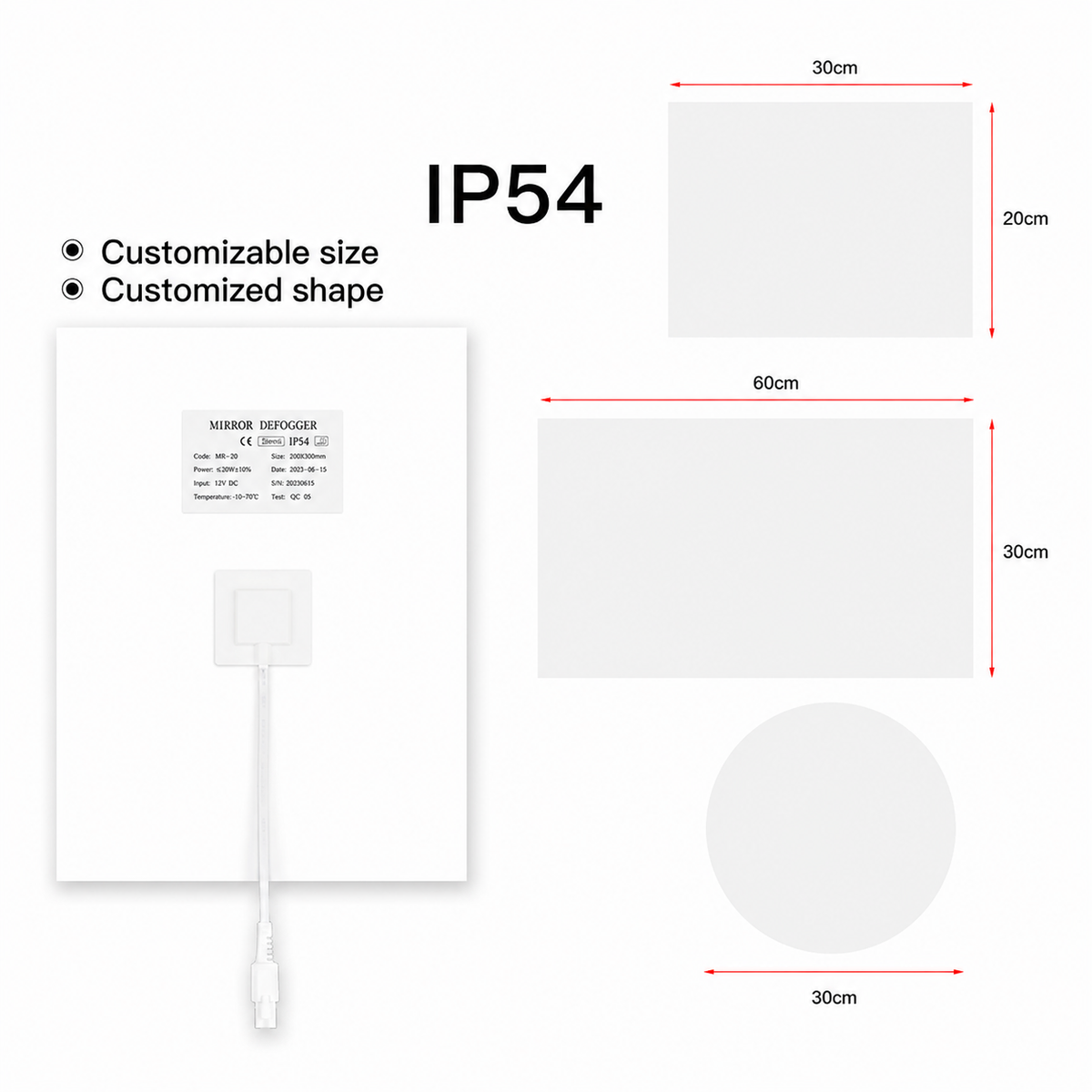 CLARIO Defogger Rectangular 20 x 30cm | Mirror Demister Pad 15W 12V IP54