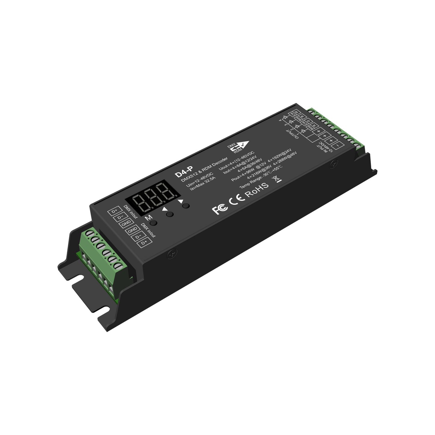 4-Channel DMX512/RDM Constant Voltage LED Decoder (12-48V DC)