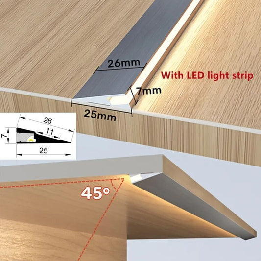 JP-06 45° Corner Surface Aluminum LED Profile for LED Strip | 26 × 25mm