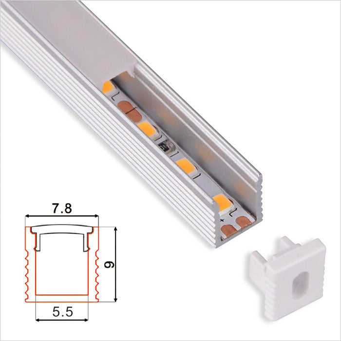 Ultra Slim Recessed Aluminum LED Profile for 8mm LED Strip | 7.8 × 9mm